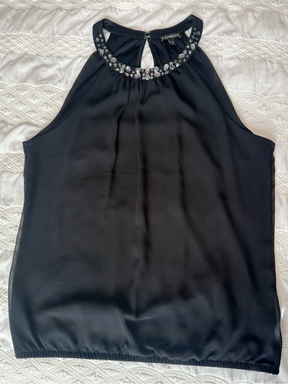 Express Black Jeweled Halter Camisole
